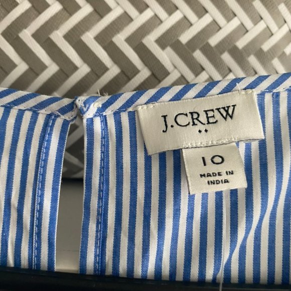 NEW - J. Crew Blue and White-Striped Midi Dress, Size 10. - Picture 2 of 4